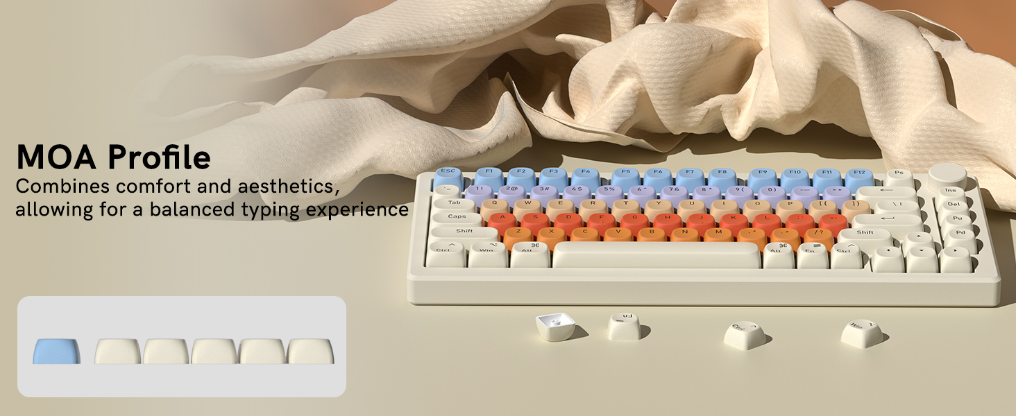 MOA profile PBT keycap set with ergonomic rounded top design