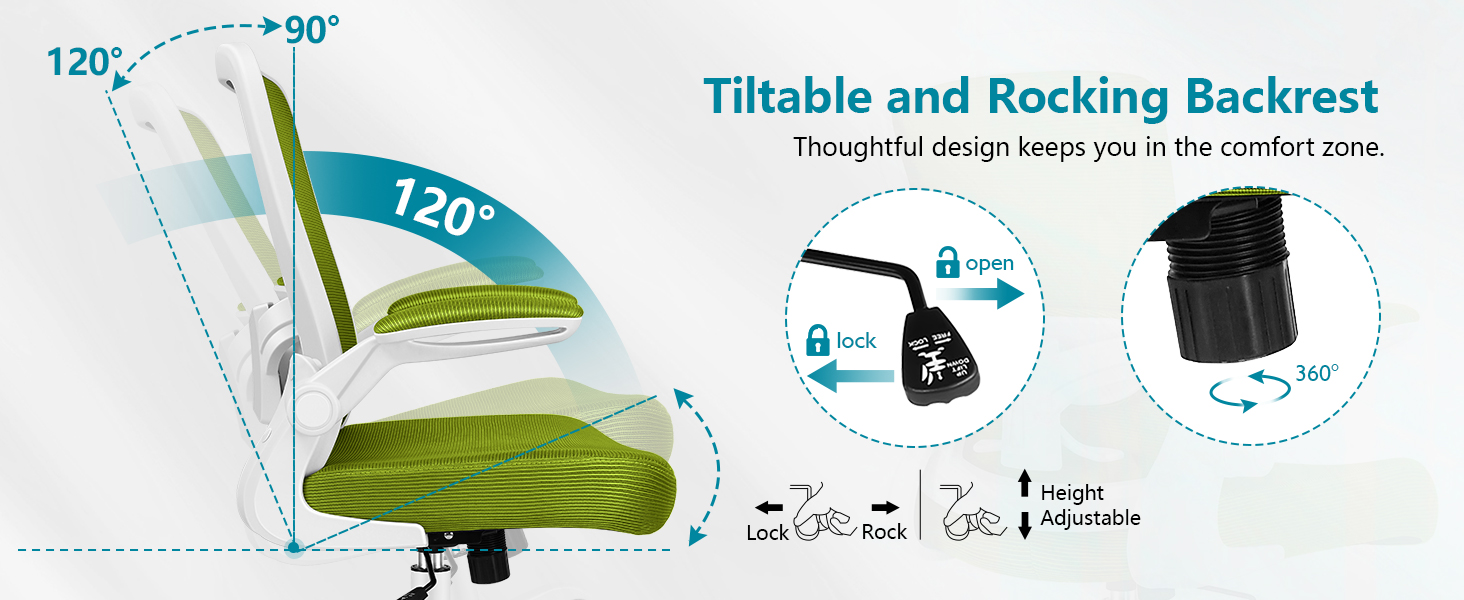 tiltable and rocking backrest