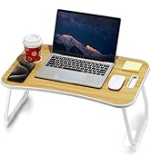 ZEAPTAC Laptop Bed Desk, Foldable Lap Table, Portable Study Table, Laptop Stand with Cup Holder &amp;...