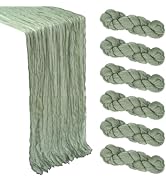 6 Pack Sage Green Cheesecloth Table Runner 10Ft Gauze Cheese Cloth Table Runner 35x120 Inch Boho ...