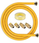 Kinchoix Gas Hose Connector Kit (1/2"-72in), Flexible Stainless Steel Gas Line for Stove, Dryer, ...