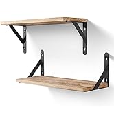 Uten Floating Shelves,Wood Wall Mounted Shelf Set of 2, Multifunctional Wall Storage Shelves for ...