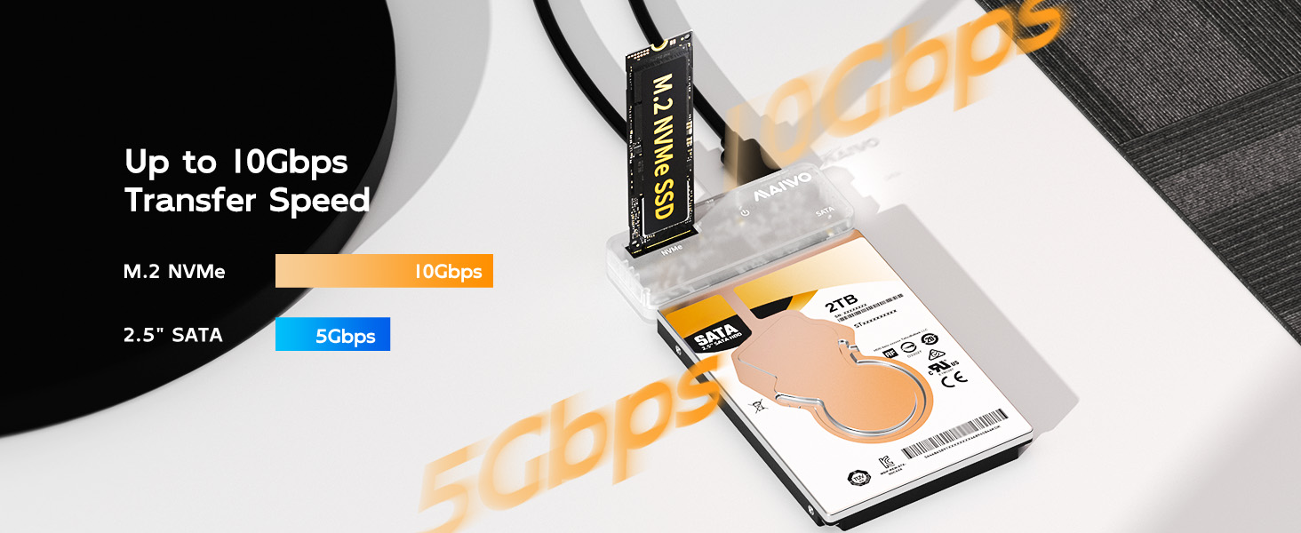 m.2 NVMe 2.5 SATA ssd enclosure usb to sata reader adapter trasfer speed for 10Gbps nvme 5Gbps sata