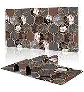 Large Mouse Pad White Flowers Hexagon Texture Gaming Mousepad Desk Pad Mat for Keyboard and Mouse...