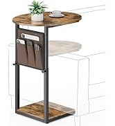 Vagusicc C Shaped End Table, Adjustable Height Small Side Table for Couch and Recliner, 32