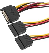 OHKIKOME15-Pin SATA Power Y Splitter Cable 2 Pack 7.8 Inches (200mm) Male to 2 Way Female SATA Po...
