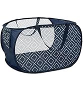 Collapsible Laundry Baskets with Side Pocket, Sturdy Pop Up Foldable Laundry Hamper with Reinforc...