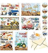 WERNNSAI 24 PCS Construction Thank You Cards - Construction Party Decorations Dump Truck Greeting...