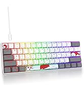 iTastatur 60% Mechanical Keyboard 61-Key Wired Gaming Keyboard with Red Switch RGB Lighting Effec...