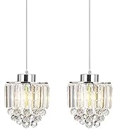 COTULIN Set of 2 Polished Decorative Crystal Chandelier Pendant Light,Chrome Pendant Lighting Fix...