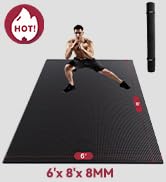 HAPBEAR Extra Large Exercise Mat-7'x5'/6'x8'/6'x9'x8mm(1/3 inch),Non-Slip, Ultra Durable, Thick W...