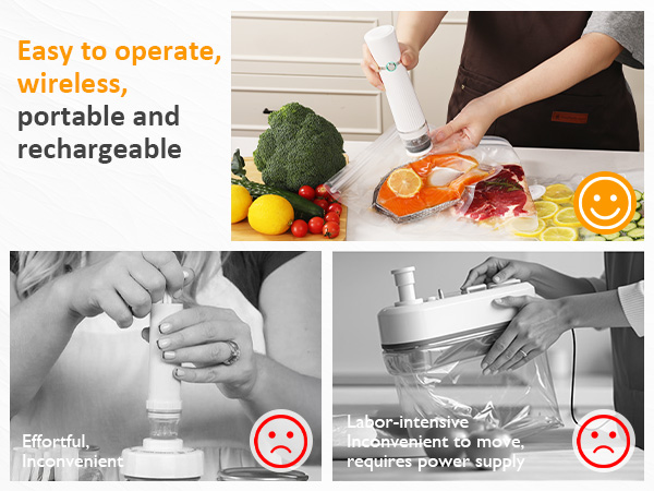Sunvivi Portable Vacuum Sealer with Automatic Air Sealing Reusable Bags