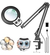 KIRKAS 12X Magnifying Glass with Light and Stand, 2-in-1 Any Color Modes &amp; Stepless Brightness Ma...