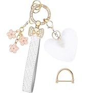 Kimikoo Keychain Wristlet for Women Wristlet Keychains Bracelet Car Keychain Wristlet With Bow/Fl...