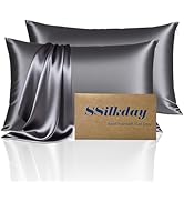 Mulberry Silk Pillow Cases 2 Pack Standard Size with Zipper, Ultra Smooth Soft Breathable Cooling...