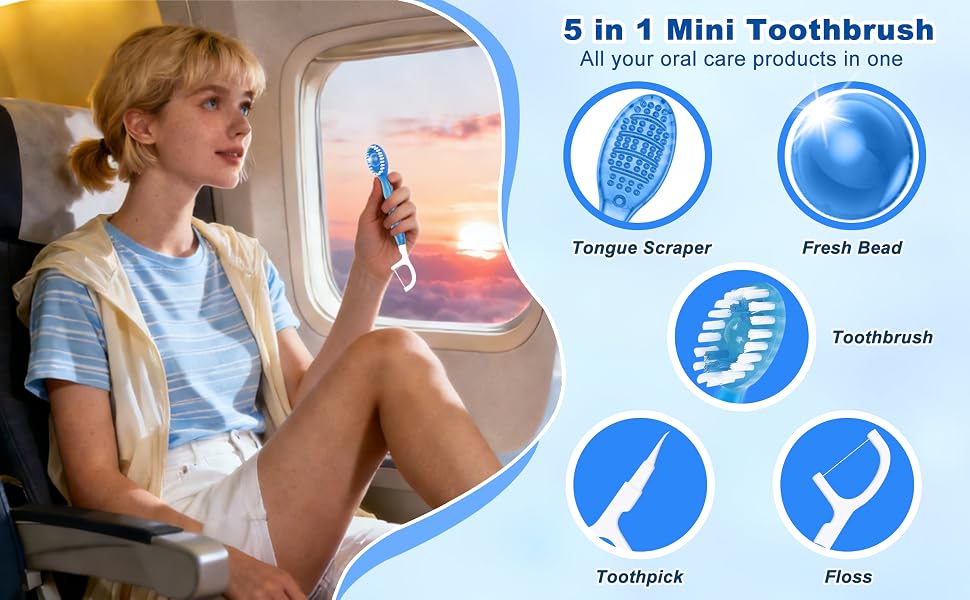5-IN-1 disposable toothbrush,tongue scraper,toothpicks