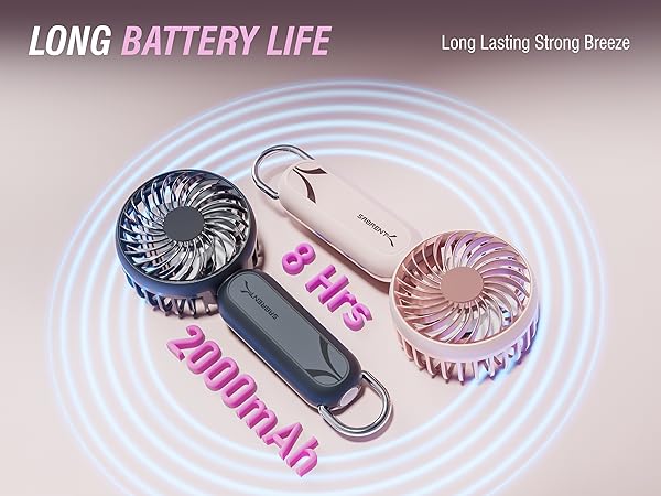 2000MAH = UP TO 8HRS OF CHILLY BREEZE!