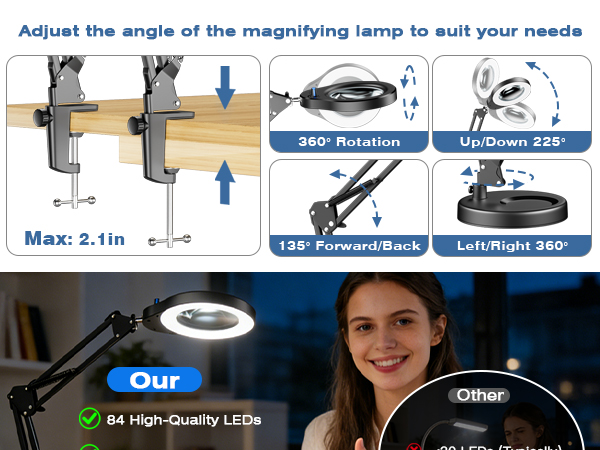 10X Magnifying Glass with Light and Stand