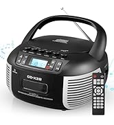 DGXWLLW CD and Cassette Player Combo, Boombox CD Player with FM Radio/Bluetooth/AUX/USB/Tape Reco...