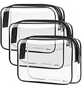 TRODANCE Clear Toiletry Bag, 3 Packs TSA Approved Water resistant Travel Organizer, Airport Airli...