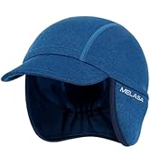 MELASA Winter Fleece Cycling Cap, Ear Warmers Skull Cap Helmet Liner with Sun Visor, Bike Hat Run...