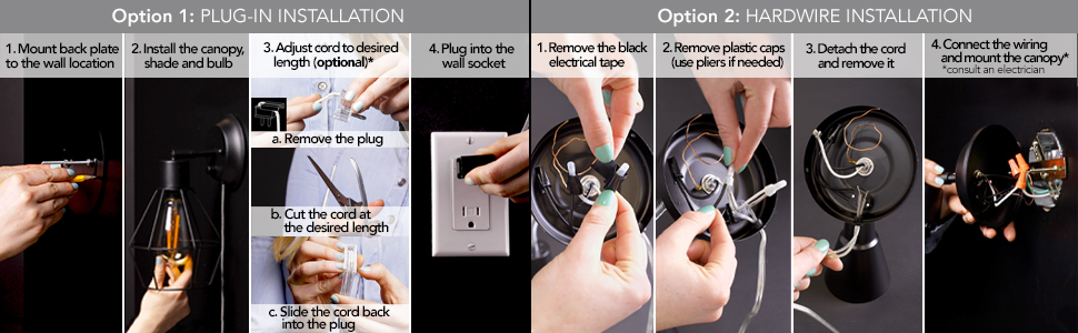 Plug-In or Hardwire Wall Sconce Installation Options