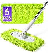 6 Pack Reusable Microfiber Mop Pads Compatible with Sweeper Mops, Replacement Mopping Pads Dry Sw...
