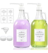 2 Pcs Glass Liquid Laundry Detergent Dispenser with Pump (Upgraded), 64 oz Dispenser for Laundry ...