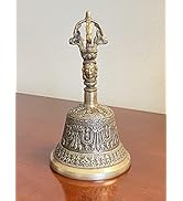 Nature's Own Hand Held Bell | Brass Bell | Hand Crafted Carvings On Handle | Made in Nepal | With...