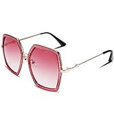 FEISEDY Women Large Hexagon Inspired Sunglasses Fashion Irregular Design Style Geometric B2503