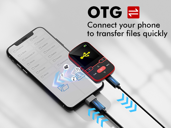 64GB MP3 Player Bluetooth 5.3 with Clip, HiFi Sports Music Player, 1.5 Inch Screen MP3 Player 