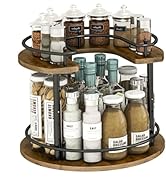 LIAISIMI 2 Tier Lazy Susan Organizer,2-Tier Spinning Spice Rack with Stable Carousel Base &amp; 4 Hei...