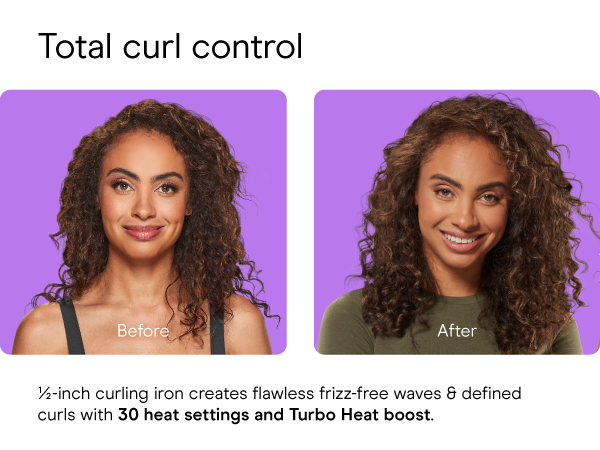 Conair ceramic curling iron 1/2 inch barrel styling even heat dual voltage skinny mini tiny small.