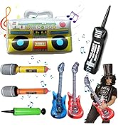 YIHAOSSING 80s 90s Theme Party Decorations, Includes a Boom box, Inflatable Cell Phone, 2 Microph...