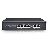 BLIYEE 6-Port Ethernet Unmanaged PoE Switch, 4 PoE+ Ports@100W, 2 Gigabit Uplinks, 1*1.25G SFP Po...