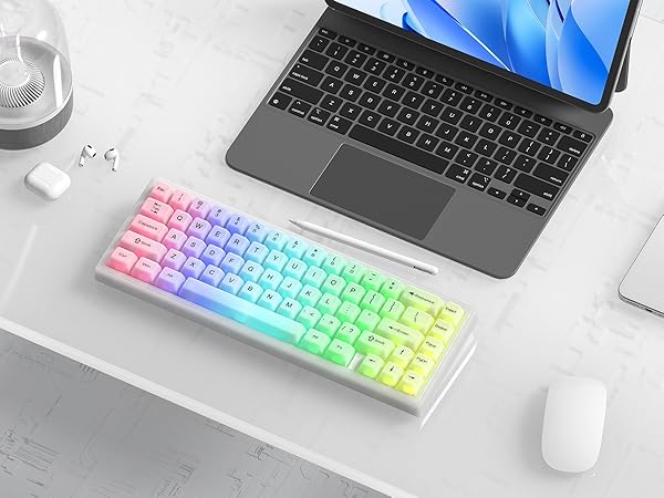 Keyboard Keycaps Clear, White Keycaps 60 65 75 100 Percent, Transparent Jelly Cute Custom Key Cap