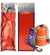 Wallaby 2-Pack Emergency Mylar Sleeping Bags with Nylon Pouches, Whistle Pull &amp; Paracord with Car...
