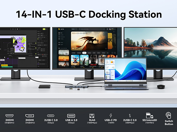 laptop docking station 3 monitors