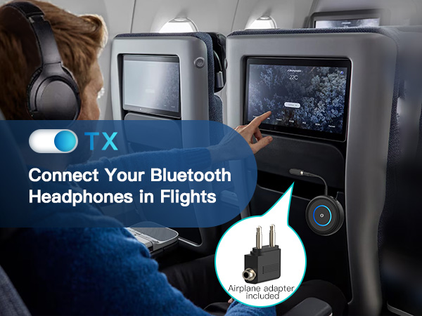 Bluetooth Transmitter Receiver for TV Airplane Home Stereo Wireless Adapter Low Latency Dual Link