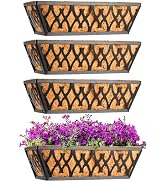 4 Pack 12 Inch Window Boxes Planters Railing Planter Box with Coco Liners Deck Railing Planter Bo...