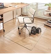 Batuso Tempered Glass 46" x 36" Round Corner Glass Chair Mat with Polished Edge, Heavy Duty Hard ...