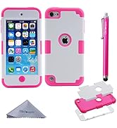 Wisdompro Case for iPod Touch 7th 6th &amp; 5th Generation, 3 in 1 Hybrid Soft Silicone and Hard PC P...