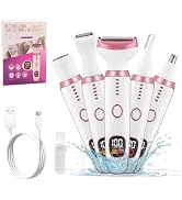 Electric Razors for Women, 5 in 1 Painless Ladies Wet &amp; Dry Body Razors and Facial Hair Remover, ...