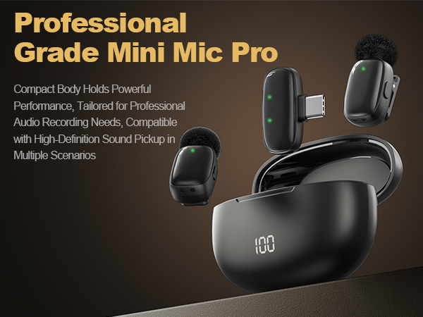 Mini Wireless Lavalier Microphone for iPhone 17 16 15 &amp;amp; Android with USB-C Plug