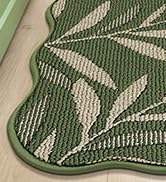 JSEI Scalloped Kitchen Rugs with 3D Leaf Pattern, 2 Pcs Kitchen Mats for Floor, Non-Slip Washable...