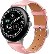 Miimall Leather Band for Google Pixel Watch 4/3 45mm Bands for Men Women, Quick Release, Soft Gen...