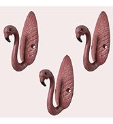 Flamingo Wall Hooks (Set of 3)–Durable Cast Iron Decorative Hangers for Coats, Towels &amp; Keys–Trop...