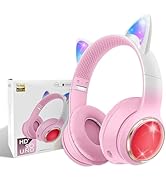 KERHAND Kid's Rainbow Wireless Headphones,Multi-Color Changing Bluetooth Headphones,Soft LED Ligh...