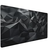 Rsaoyan Extended Desk Mat, Dark Gray Geometric Pattern, 35.4 x 15.7 Inches, Stitched Edges, Non-S...
