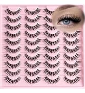 FARRED Lashes False Eyelashes Cat Eye Fake Lash Strips Natural Wispy Clear Band Eyelash Volume Ca...